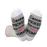 JTOUK Womens Cancer Treatment Gift Funny Cancer You Picked the Wrong Woman Ribbon Pink Socks