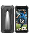 Rugged Smartphone, Ulefone RugKing 2 Pro Android 16 Unlocked Cell Phone, 8(4+4) GB+64GB, 5.45 inch HD+, 13MP+5MP Camera, 4550mAh, Water-Lock, Dock Charging, Al Assistant(Gemini), Face Unlock - Black