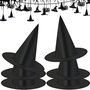 6 Pieces Halloween Witch Hat, Black Witch Hats Halloween Witch Costume Accessory Halloween Outdoor Indoor Hanging Decoration for Halloween Party Decor (6 PCS)