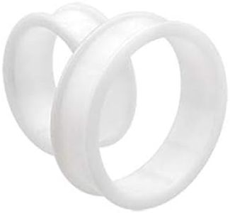 BodyJewelryOnline Flexible Silicone White Double Flared Ear Gauge Tunnel Plugs Earring Piercing Jewelry 5/8 inch 16mm