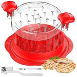 DSTANA Chicken Shredder, Chicken Shredder Tool Handheld Twist Meat Storming Shredder for Chicken Breast Pork Beef, Visible Lid, Ergonomic Handle, Anti-Slip & Dishwasher Washable, Red