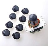 Sanwa JLF-TP-8YT Joystick + 8 Piece Sanwa OBSF-30 Push Buttons Bundle Kit Color: Gray