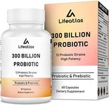 300 Billion CFU Probiotics - Probiotics for Women and Men - 12 Probiotic Strains Plus Prebiotic, Immune & Digestive Health, Gut Health, Reduce Gas & Bloating , 60 Capsules