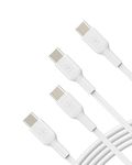 Belkin BoostCharge USB-C to USB-C fast charger cable, USB type C charger cable fast charging for iPhone 16, 15, Samsung Galaxy S24, Pixel, iPad, MacBook, Nintendo Switch and more - 1m, 2pack, White