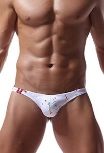 Newsywell Hommes String en Coton Bikinis Tanga Taille Basse Élastique Slip sous-vêtement Blanc XX-Large