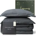 Lasuens King All Season Comforter and Quiet Shade Grey Linen Duvet Cover Bundle 4PC Set (Comforter + Cover + 2 Pillow Shams)