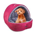 amazon basics Memory Foam Premium Small Size Dog and Cat Cave Pet Bed | for Cats and Kittens |Memory Foam, Length 48 Cm Width 48 Cm Height 40 Cm (S), Wine