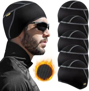 Mancozy Skull Cap Helmet Liner,Cycling Runing Hat Thermal Fleece Windproof for Men Women,Fits Under Helmets(5 Pack)