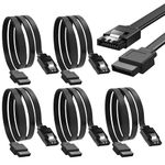 Storite 5 Pack 50cm SATA 3 6.0 Gbps Data Cable with One Side Locking Latch Compatible for HDD & SSD - Black