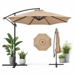 THESHELTERS - Sidepole Round Outdoor Garden Umbrella with stand (Heavy Base) - Sun Shade, Large Size Outdoor Patio Umbrella for Restaurants, Poolsides | Big size outdoor Balcony (Vintage Beige)
