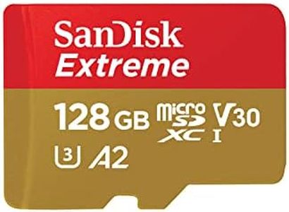 SanDisk 128GB Extreme microSDXC UHS-I Memory Card with Adapter - C10, U3, V30, 4K, 5K, A2, Micro SD Card - SDSQXAA-128G-GN6MA