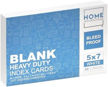 Home Advantage Set of 50 Blank Plain White 5x7 Index Cards, Postcards