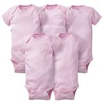 Gerber Baby Girls' 5 Pack Onesies, Solid Pink, 0-3 Months