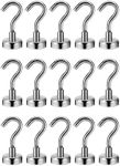 15-Pack Magnetic Hooks, 12LBS Super Magnets with Neodymium Rare Earth Facilitate Hook for Cruise, Home, Kitchen, Workplace, Office and Refrigerator