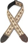 Levy's 2" Vintage Hootenanny Jacquard Weave Guitar Strap With Garment Leather Backing, Distressed Leather Ends, And Antique Brass Tri-glide Adjustment. (M8HTV-07)