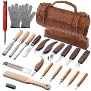 23PCS Wood Carving Kit - Whittling Knife Set with PU Leather Storage Bag, Wood Carving Knives, Detail Knives, Safety Gloves, and Leather Strop for Beginners & Experts