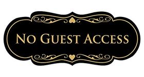 All Quality Designer No Guest Access Sign - Laser Engraved Private Area Sign for Employees Only Beyond This Point - Durable ABS Plastic - Powerful Double Sided Adhesive Foam Tape - Ideal for Restaurants, Bars, Hotels, and Airbnb - Black/Gold - Medium