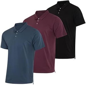 3 Pack: Men's Big & Tall King Size Jersey Cotton Quick Dry Fit Polo Shirt Mens Tshirts Button Tee Short Sleeve Golf Active Wear Athletic Performance Tech Sports Casual T Shirts - Set 10, 3XLT