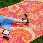 Talking Tables Reversible Waterproof Outdoor Rug, Plastic, Lightweight Mat with Paisley Print Pattern, For Garden, Decking, Bathroom, Utility, Picnic 180cm x 120cm