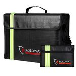 ROLOWAY Large (17 x 12 x 5.8 inches) Fireproof Bag with Reflective Strip, Fireproof Document Bags, Fireproof Money Bag, Water Resistant Fireproof Safe Bag for Documents and Valuables Storage