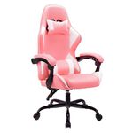 T-THREE.High back ergonomic computer chair,gaming chair,office chair,desk chair,swivel chair,racing chair,adjustable lumbar support and headrest,can bear 150kg weight(Pink)