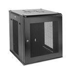 Tecmojo 12U Wall Mount Rack Network Cabinet for 19” IT Equipment,with Lockable Mesh Door and Removable Side Panels,Cooling Fan,Black,17.7inch Deep
