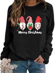WIEIYM Christmas Sweatshirt Women Xmas Long Sleeve Shirt Santa Claus Funny Jumper Unisex Pullover Causal Crewneck Tops for Women/Men S-XXL Black