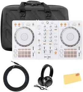 Pioneer DDJ-FLX4 2-Channel DJ Controller - White Bundle with Case, Headphones, Instrument Cable, and Austin Bazaar Polishing Cloth