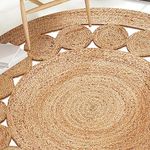 Savi Home Hand Woven Jute Braided Dot Rug, 6' Round - Natural, Reversible Area Rugs for Living Room, Farmhouse, Kitchen, Handcrafted 6 Feet Round Area Rugs - Natural