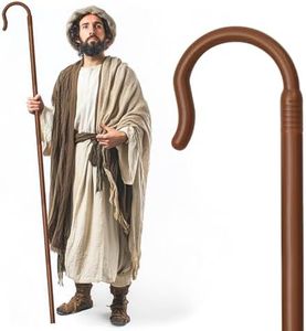 Gagift World Adjustable Shepherd Staff,63IN Brown Plastic Crook Cane for Shepherd Costume,Wizard Staff for Nativity and Halloween Cosplay Prop Accessory