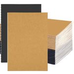 24Pack A5 Blank Notebooks Bulk, 60 Pages(30 Sheets) Unlined Journals Bulk 21.5x14cm Kraft Notebook Pack Soft Cover Notebooks and Journals for kids Students Office Writing Drawing （Brown & Black）