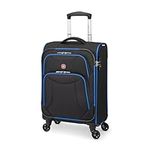 SwissGear Basel Collection Carry-On 20 Inch Spinner Luggage, Black/Blue (SW30570 207)