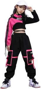 LOLANTA Girls Hip Hop Dance Clothes 3PCs Crop Top Cargo Pants Sets Active Outfits (Pink, 16-18)