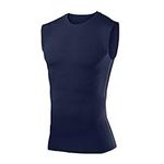 PowerLayer Men's Sleeveless Compression Base Layer Vest Training Sports Workout Top - Navy, M