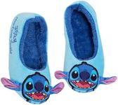 Disney Lilo & Stitch Slippers For Women Girls Teens Slip On Ballet Pump Slipper Socks, Blue, 2 UK