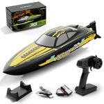 VOLANTEXRC RC Remote Control Boat for Pool,2.4Ghz Control RC Boats for Adults, Lake Electric Boat with Water Cooling System 2Rechargeable Batteries (Yellow)