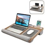 Laptop Tray with Pillow Cushion - Adjustable Lap Desk for Bed & Sofa - Built-in Mouse Pad, Wrist Rest & Phone Holder - Fits Up to 17" Laptops - Portable Writing & Gaming Tray