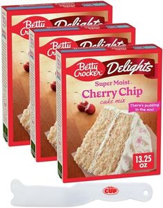 Betty Crocker Delights Super Moist Cherry Chip Cake Mix, 13.25 oz (Pack of 3) with By The Cup Frosting Spreader