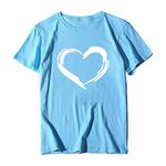 Over The Tops for Women UK Ladies Long Sleeve Blouse for Women Birthday Unique Activewear Women Short Sleeves O Neck Heart Shaped Print Casual Tops Blouse T Shirt Sale Clearance Items