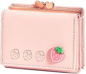 Cute Wallet for Women, Small Purses for Women, Women Card Wallet with Coin Pocket, Pink Trifold Leather Girls Purses, Card Holder for Ladies, Girls, Women, Pink