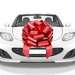 Mata1 Huge Car Bow (Red, 18 inch / 46 cm), Big Gift Wrapping Bow for Large Gift Decoration, Giant Indoor/Outdoor Bow with 2 Ribbon Tails and 2 Stickers (No Magnets That Scratch)