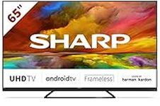 SHARP 4T-C65EQ3KM2AG 65-Inch 4K UHD Quantum Dot Frameless Android Smart TV with Freeview HD, Google Assistant, Chromecast, 4 x HDMI, 2 x USB & Bluetooth, QLED TV – Black