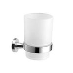 Toothbrush Holder, Frosted Glass Tumbler Stainless Steel 18/10 Wall Mounted