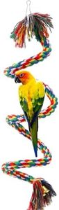 TogyGooty 79'' Bird Perch,Bird Rope Perch & Birds Swing Set,Bird perches for cage,Rope Perch for Conures,Parrots,Cockatiel,Lovebird,Budgerigar,Parakeet perches for cage