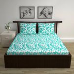 Divine Casa Poly Cotton Fitted Bedsheet for Double Bed - Elastic Corners, Wrinkle-Resistant & Breathable, Soft & Durable for a Snug Fit