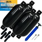 Better Boat Boat Fenders for Docking 4 Pack, 23" x 6.5" Inflatable Black Boat Bumpers with Pump and Lines, Dock Bumpers for Pontoon Boats