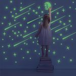 216 PCS Glow in Dark Stars and Moon, Glowing Stars for Ceiling and Wall Decals, Perfect for Kids Bedding Room or Party Birthday Gift