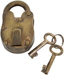 Deco 79 Metal Lock And Key, 2" x 3" x 1", Brass