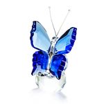 H&D Crystal Flying Butterfly with Crystal Ball Base Figurine Ornament Statue Animal Collectible for Christmas Day Gift (blue)