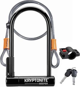 Kryptonite Keeper Bike U-Lock with 4ft Steel Cable – Heavy Duty Anti-Theft